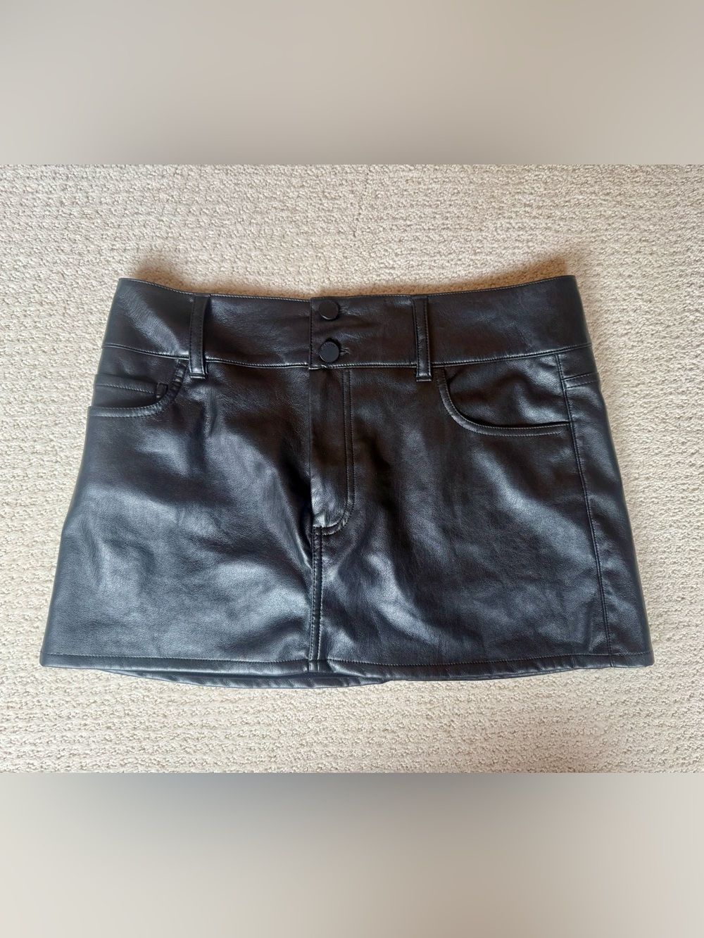Alice + Olivia Black Faux Leather Mini Skirt